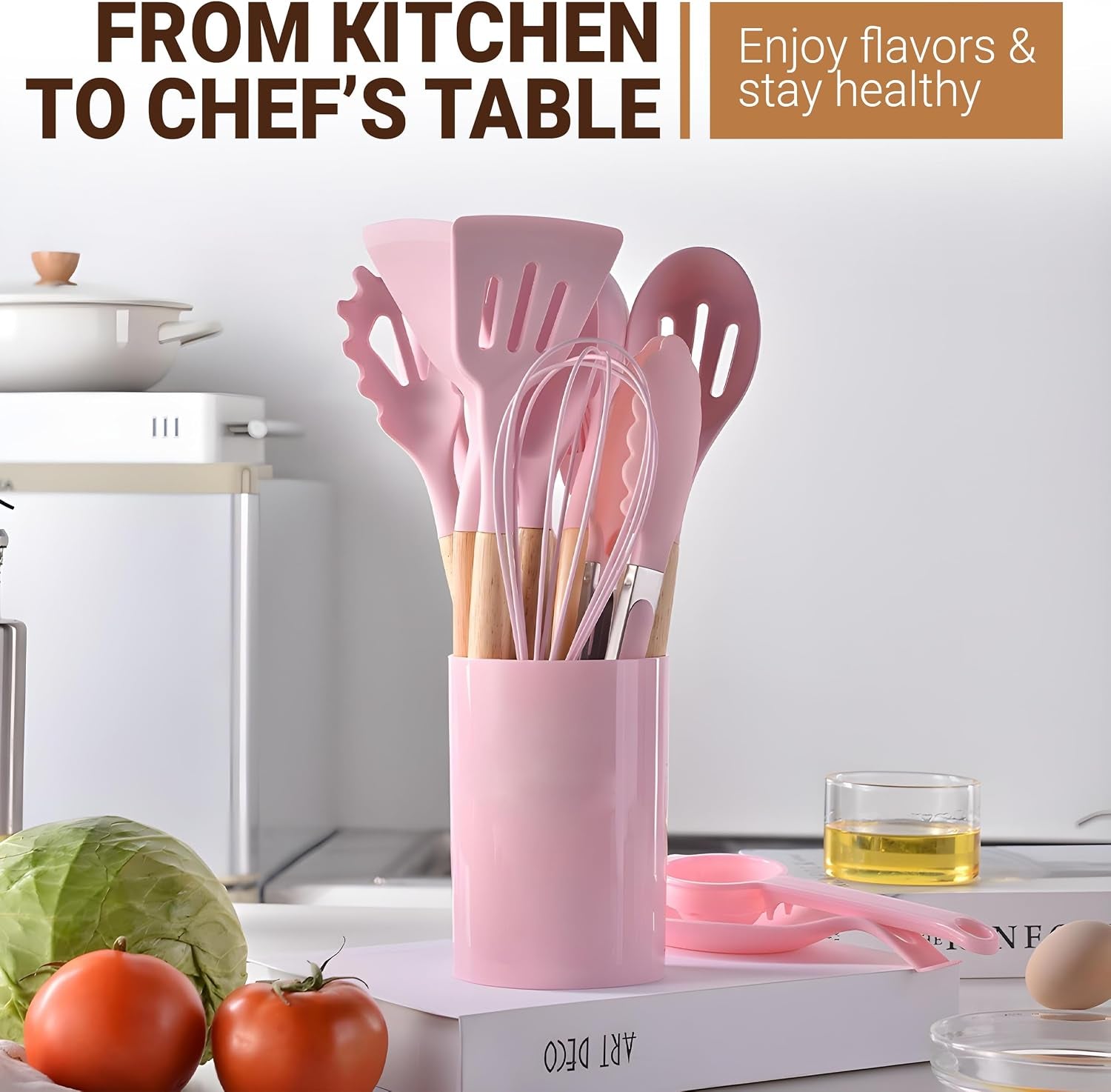 31-piece-pink-silicone-kitchen-utensil-set-with-holder-heat-resistant-non-stick-cooking-tools-wooden-handles-measuring-cups-spoons-hooks-tongs-spatulas