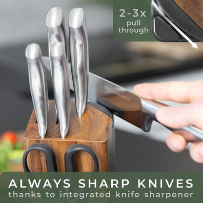 Knife Set - 7Pcs Kitchen Knife Set with Block and Integrated Sharpener - Kitchen Knife Set - Knife Block Set - Kitchen Knifes - Knives Set for Kitchen - Knife Block - Knife Set with Block5