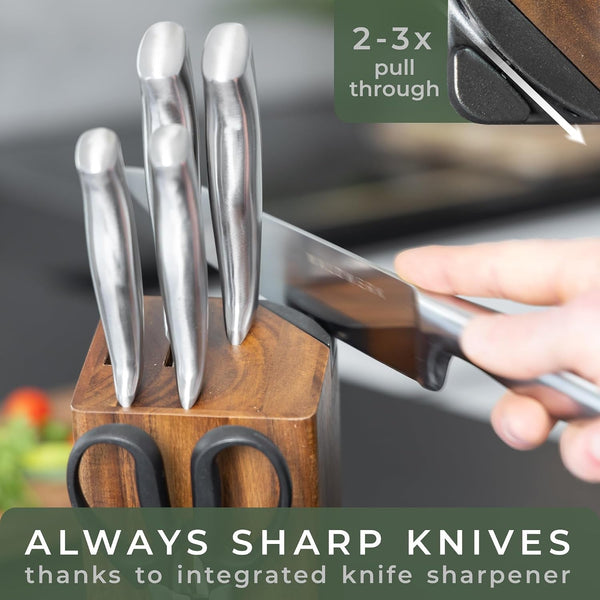 Knife Set - 7Pcs Kitchen Knife Set with Block and Integrated Sharpener - Kitchen Knife Set - Knife Block Set - Kitchen Knifes - Knives Set for Kitchen - Knife Block - Knife Set with Block5