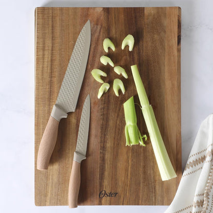 Oster Gunderson 6-Piece Kitchen Knife Block Set, Stainless Steel Kitchen Knife Set with Sharp Blades and Wooden Block6
