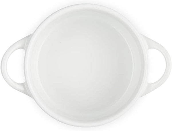 Le Creuset Stoneware Mini round Cocotte, 8Oz., White with Gold Heart Knob3