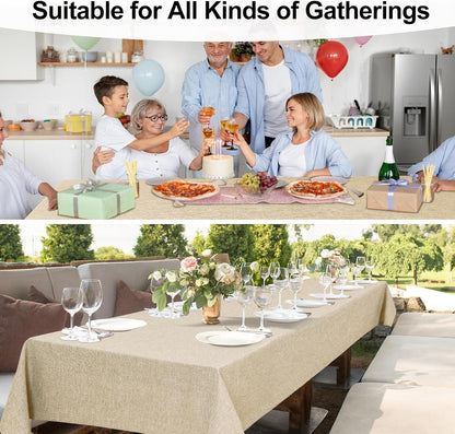 Rectangle Table Cloth Faux Linen Farmhouse Tablecloth, Wrinkle and Stain Resistant Decorative Fabric Rectangular Spring Table Cover for Dining/Party/Birthday/Wedding, Beige, 54 X 80 Inch7