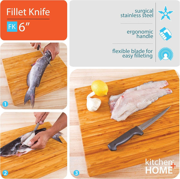 Fillet Knife – Flexible 7” Ultra Sharp Surgical Stainless Steel Curved Boning Knife4