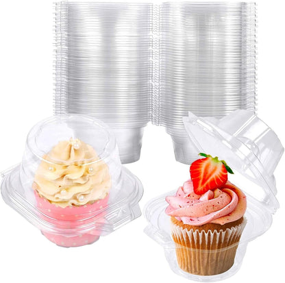 50 Pack Individual Cupcake Containers Plastic Cupcake Boxes Stackable | Individual Plastic Boxes, Holders, Stackable Shape, Deep Cover, Carrier Use, for Birthdays, Bake Sales, Family Parties1