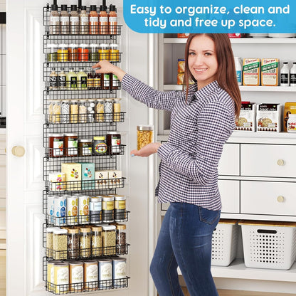 9-Tier Spice Rack Organizer with Door Hook, Wall Mount, and Extra Large Capacity for Pantry Door – Stylish Black Design for Effortless Organization, Ultimate Kitchen Storage Solution5