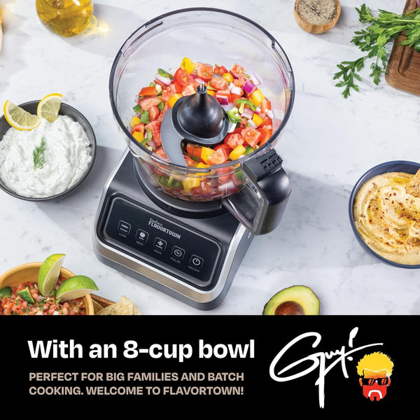 Food Processor 4-Speed Control with Easyfeed Chute, 750W Motor, 8-Cup Bowl, Vegetable Chopper, Mixer, Smoothie Maker, Dough Kneader, Baby Food & Meal Prep, Black | Easyfeed Chute with Chopping, Slicing, Shredding and Dough Mixing for Fast Meal Prep and Homemade Recipes3