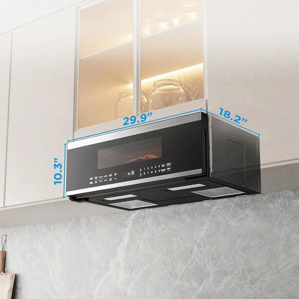 Midea over the Range Microwave Oven, 1.2 Cu.Ft, 1000W, Stainless Steel | Slim Low Profile Microwave, Sensor Cook, 400 CFM Vent Fan, Voice Control, Smarthome Compatible7