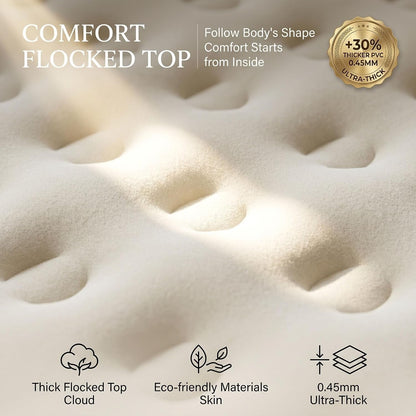 Queen Air Mattress with Built-In Pump, 13" Raised Inflatable Blow up Mattress, Air Column Beam Flocked Leak-Proof Air Bed with Storage Bag, 650Lbs Max Portable Bed for Home, Guests & Camping8