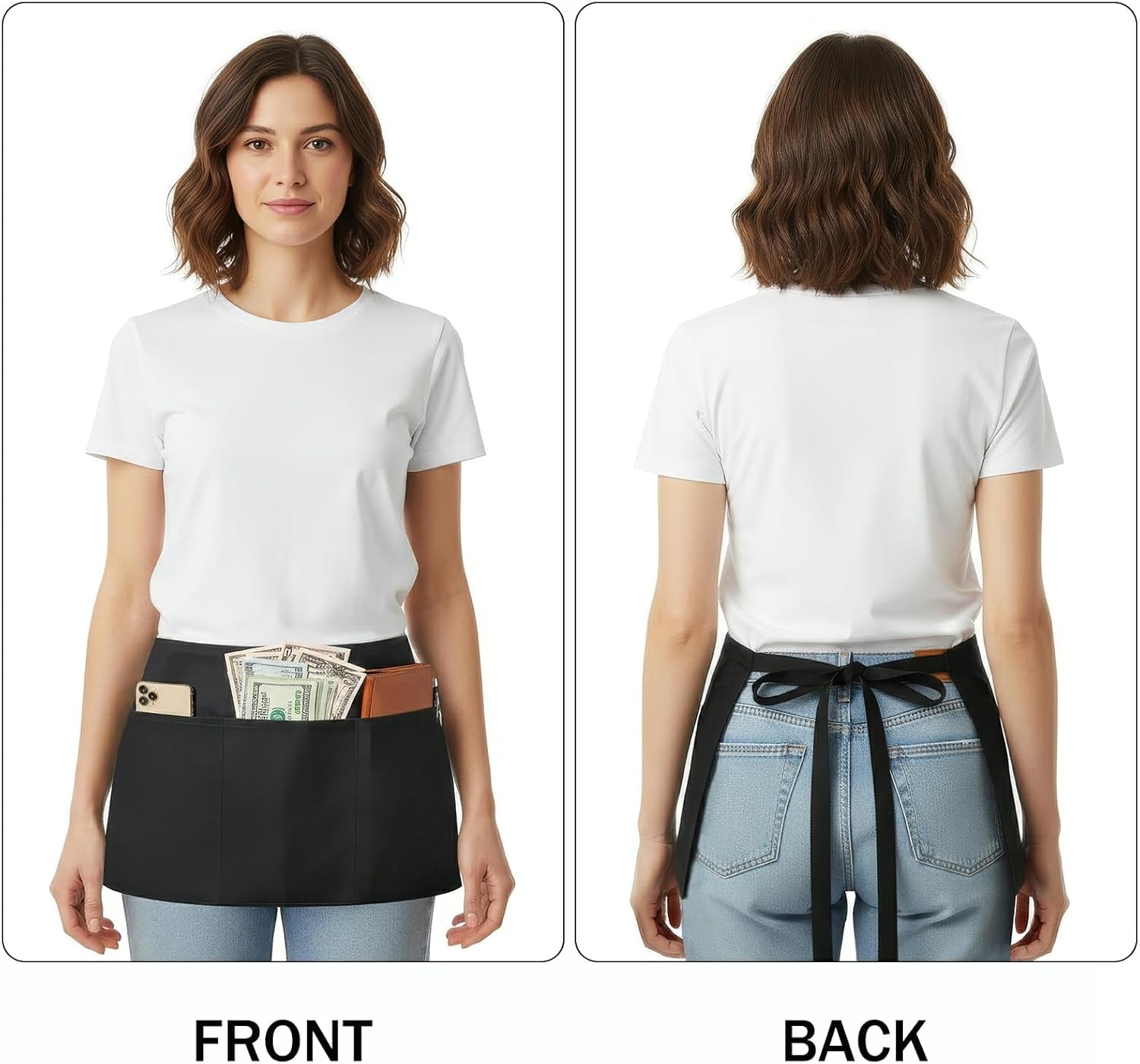 waist-apron-with-3-pockets-black-waitress-waiter-server-short-aprons