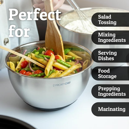 28Pc Stainless Steel Mixing Bowls with Lids Set, 1.5-5 Qt, Black7