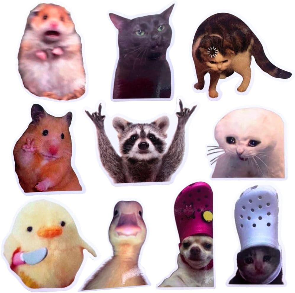 10pc-funny-meme-animals-fridge-magnets-fun-cute-weird-magnetic-crying-cat-dog-hamster-duck-magnets-for-gaming-kitchen-home-decor-bumper-school-locker-work-for-boys-girls-adult-accessories