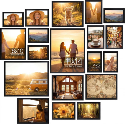 Multi Pack Set of Black Mixed Size Collage Wall Picture Frames1