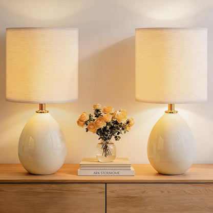 17.7" Ceramic Table Lamps Set of 2 for Living Room Bedroom, Cream1