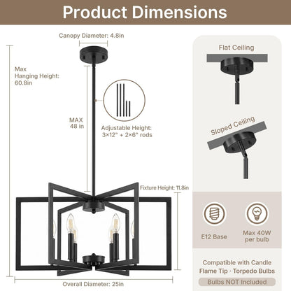 Black Chandelier for Dining Room, 6-Light Dining Room Light Fixture3