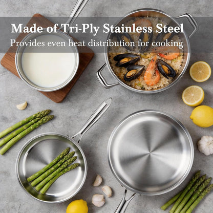 Stainless Steel Cookware Set Pots and Pans Set with Steamer Basket | Non Toxic Induction Cookware, Kitchen Cookware Sets PFOA & PTFE Free, Dishwasher and Oven Safe5