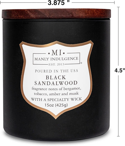 Black Sandalwood Scented Candle for Men 15 Oz – Bergamot, Tobacco, Amber & Musk - Wood Wick - up to 60 Hours Burn - Soy Blend Wax, USA Poured – Signature Collection4
