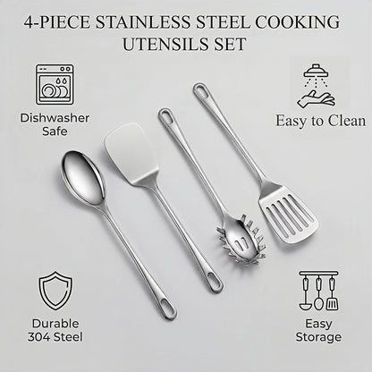 4 Pcs Stainless Steel Cooking Utensils, Stainless Steel Spatula Set3