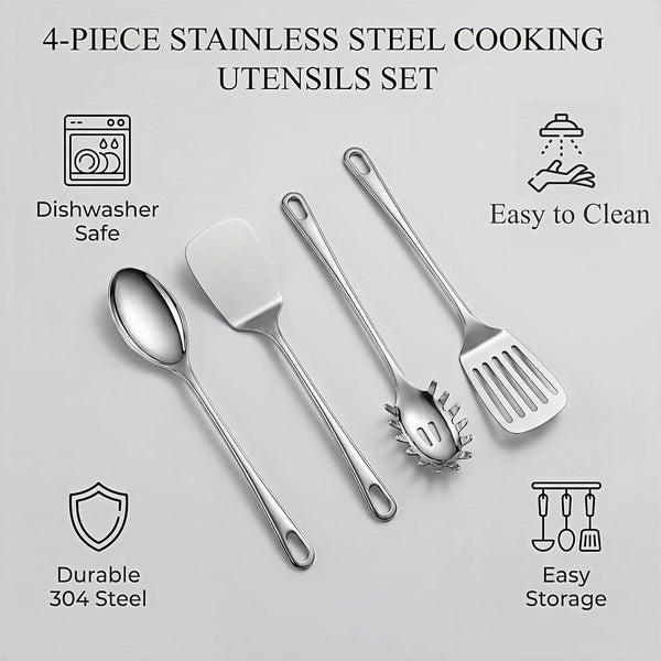 4 Pcs Stainless Steel Cooking Utensils, Stainless Steel Spatula Set3