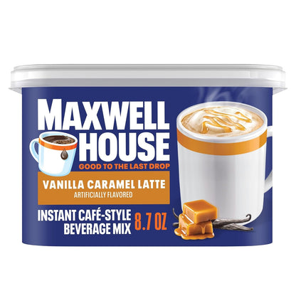 Instant Cafe Beverage Mix, Vanilla Caramel Latte, 8.7 Oz | Cafe-Style Instant Coffee Drink, Vanilla Caramel Latte, Simply Spoon, Stir & Enjoy, Rich Flavor, Enjoy Hot or over Ice1