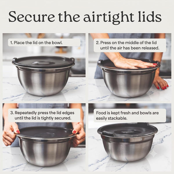 Stainless Steel Mixing Bowls with Lids, 5-Piece Nesting Set7