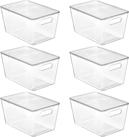 6 Pack Clear Stackable Storage Bins with Lids and Handles, Large1