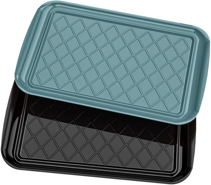 Grilling Prep & Serve Trays for Party Set of 2, Large BBQ Serving Platters | Dishwasher Safe Plastic Trays for Raw and Cooked Food 17"×10.5" Stackable Party Supplies for Grilling, Meal Prep, Cafeteria1