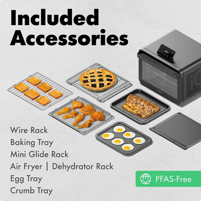 CHEF Iq Minioven Smart Toaster Oven Air Fryer Combo, 11-In-1 Countertop Convection Oven, Bake, Broil, Air Fry, Broil, Dehydrate, 1750W, 25 Qt Capacity, Fast Cooking with Touchscreen Controls – Black12