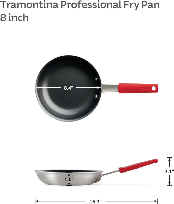 Professional 8-Inch Non Stick Small Frying Pan | Heavy-Gauge Aluminum Skillet with Reinforced Nonstick Coating, Red Handle, Dishwasher and Oven Safe, Made in Brazil4