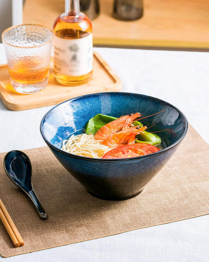 Large Ramen Bowls Set of 2, 71 Oz Ceramic Noodle Bowls, Spoon & Chopsticks4