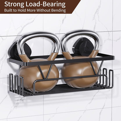 Shower Caddy Suction Cup, 3 Pack Removable Shower Shelves with Hooks & Soap Holder, No Drilling Bathroom Organizer, Waterproof Suction Storage for inside Shower, Black5