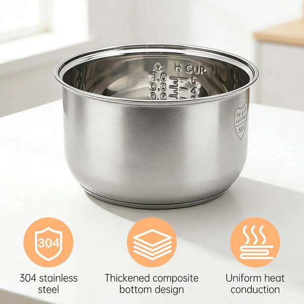 Stainless Steel Inner Pot of Rice Cooker - Compatible with Aroma Rice Cooker ARC-914SBD, Arc-994Sgreplacement Pot.2