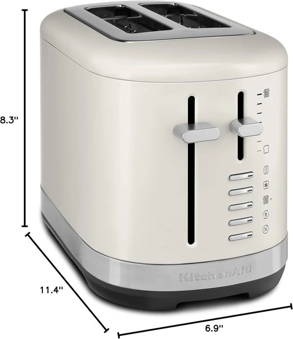 Kitchenaid 2-Slice Automatic Toaster with Extra Wide Slots, Porcelain White | Extra Wide Slots for Bagels and English Muffins, Wide Range of Toasting Shades, Removable Crumb Tray, Model KMT2109PL6