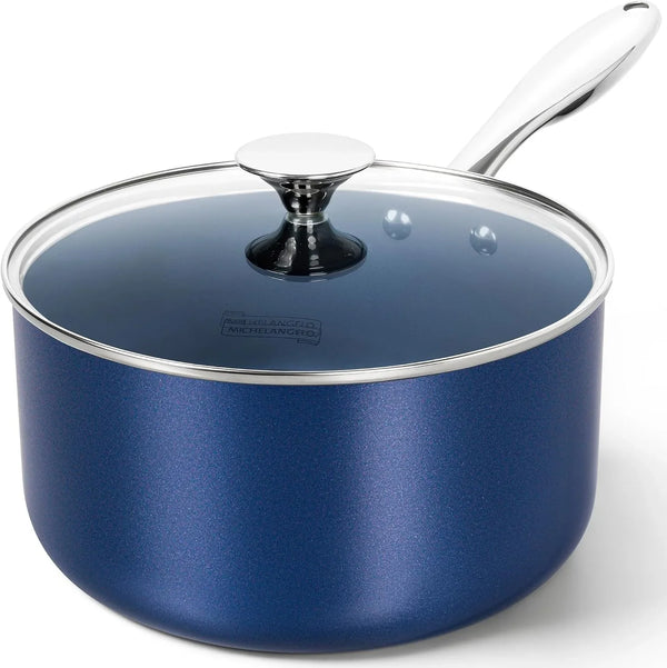 4 Quart Saucepan with Lid, Nonstick Ceramic Sauce Pan with Stainless Steel Handle, 4 Qt Saucepan with Lid Induction Compatible, Oven Safe, Blue1