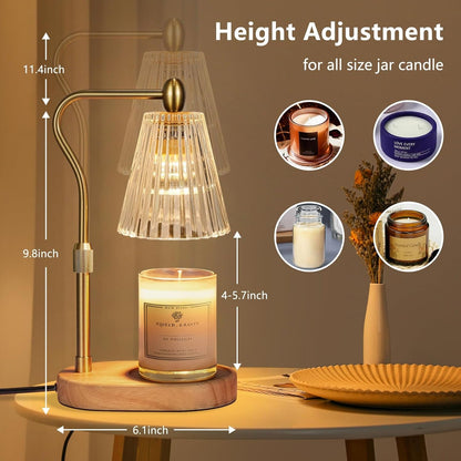 Candle Warmer Lamp - Candle Warmer Lamp with Timer and Dimmer Adjustable Height,Electric Wax Melt Warmer with 2 Bulbs for Scented Jar Candles Home Decor Mother'S Day Gifts, Amber5