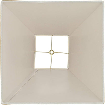 Reva Large Beige Linen Tapered Square Lamp Shade 6X16X10 (Spider) | 6" Top X 16" Bottom X 10" High X 12" Slant Replacement for Table Lamps Pre-Assembled Harp + Finial6