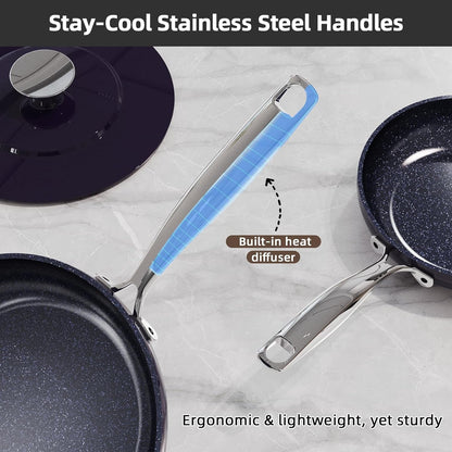 Lux 13Pc Forged Lightweight Nonstick Ceramic Cookware Set, Pfas-Free | Healthy G10 Duralon Ceramic Coating, Pots & Pans Set, Stay-Cool Handles, Metal Lids, All Cooktops & Induction Ready, Eggplant6