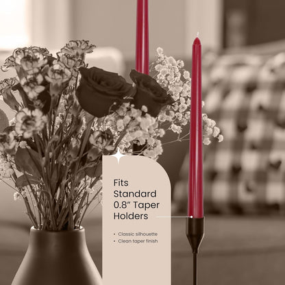 Dark Red Taper Candles, 12 Pack, 10" Unscented Burgundy Candles4
