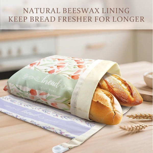 Beeswax Sourdough Bread Bags for Homemade Bread, 2 Packs XL Reusable Organic Beeswax Linen Cotton Sourdough Bag, Keep Loaves Fresh Longer, Homesteading Essentials5