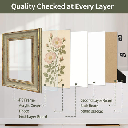 Vintage 8X10 Picture Frame Gold Line Sage Green Photo Frames3