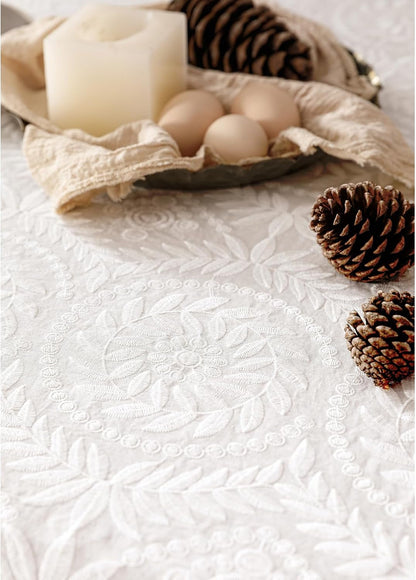 Vintage French Lace Cotton Table Cloth,Square 67"X67"-Leiden8