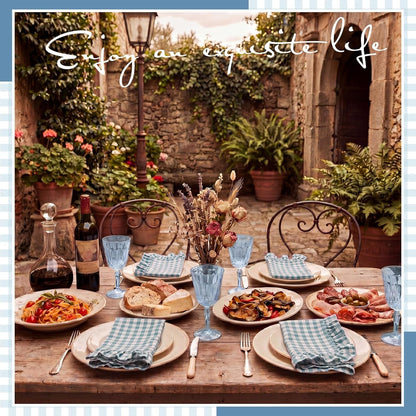 8 Pcs Blue Gingham Napkins Cotton Ruffle Checkered Napkin4