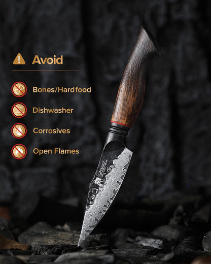 Kitchen Paring Knife 4.2 Inch,Razor Sharp Hand Forged Damascus Steel Small Kitchen Knife for Peeling Coring Fruit with Ergonomic Handle8