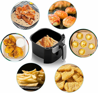 Air Fryer Parchment Paper Liners: 200PCS 8.5 Inch Square Perforated Parchment Paper for Air Fryer, Premium Bamboo Steamer Liner for Air Fryers Baking Cooking Oven7