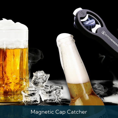 2 in 1 Magnetic Beer Bottle Opener for Fridge and RV with Cap Catcher - Pop Can Soda Can Opener, Stick to Refrigerator for Easy Storage with Magnet, Gift for Men Husband Father3