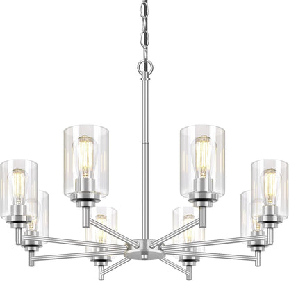 D33.5" Chandelier for Dining Room, 8-Light Light Fixture Brushed Nickel1