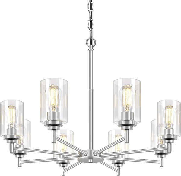 D33.5" Chandelier for Dining Room, 8-Light Light Fixture Brushed Nickel1