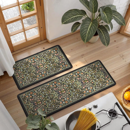 Kitchen Mats for Floor, Kitchen Rugs Sets of 2 Non Slip Washable | Kitchen Mats Cushioned anti Fatigue 2 Piece, Black Sink Rug Waterproof Laundry Room Rug, Comfort Standing Desk Mat for Office7