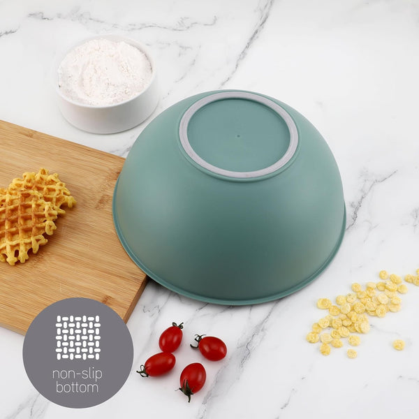 Mixing Bowls with Lids - 12 Piece Plastic Nesting Bowls Set Includes 6 Prep Bowls and 6 Lids, Microwave Safe Mixing Bowl Set, Sage9