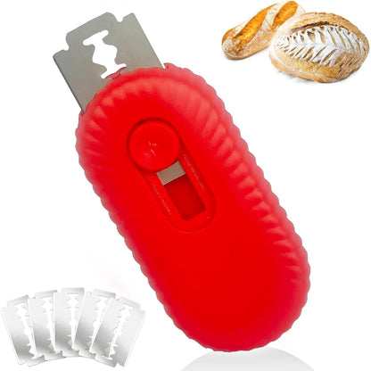 Bread Lame Dough Scoring Tool,Retractable Sourdough Scoring Tool with Stainless Steel Blade for Bread Baking, Cooking Supplies Accessories (RED)1