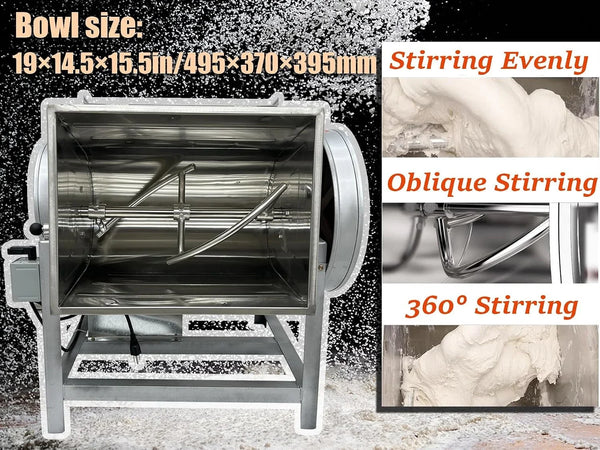 Commercial Dough Mixer Machine 25KG Electric Flour Mixer with 90 Degree Tilt Bowl for Dough Mixing Kneading Capacity 50QT 2200W6